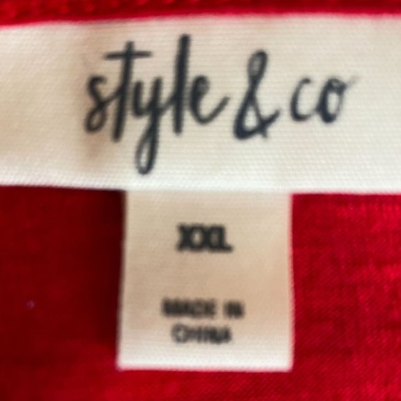 Style & Co Red Mixed Media Knit Top with Embroidered Chiffon Overlay Size XXL - Picture 3 of 9